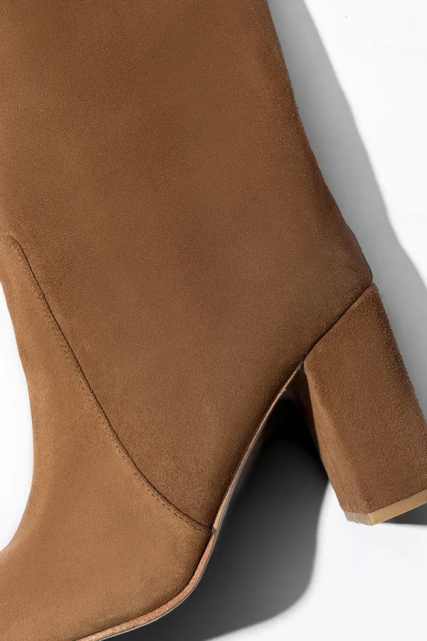 Laars Dames Hoog Leer Roman Suede Cognac