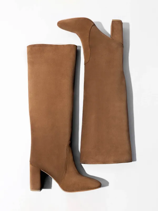 Laars Dames Hoog Leer Roman Suede Cognac
