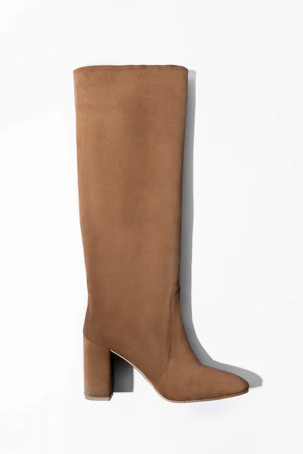 Laars Dames Hoog Leer Roman Suede Cognac