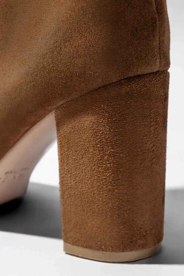 Laars Dames Hoog Leer Roman Suede Cognac