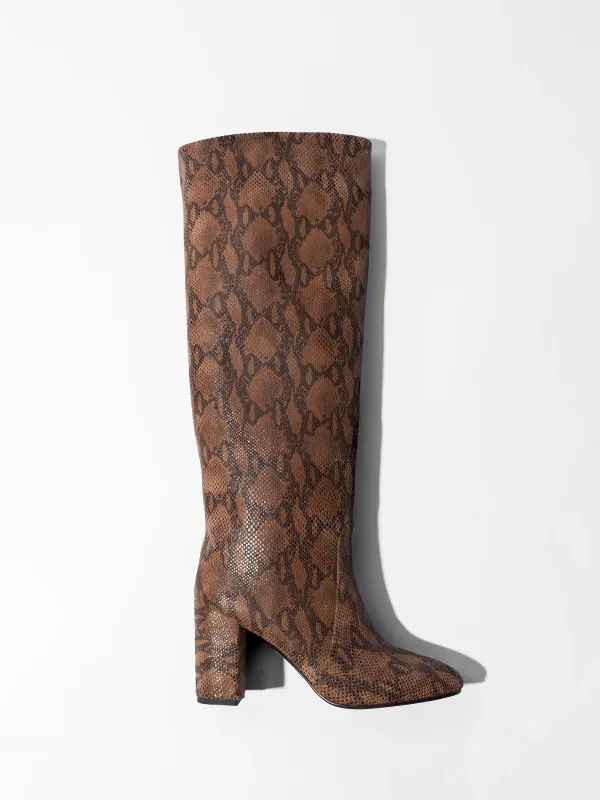 Laars Dames Hoog Leer Roman Slangenprint