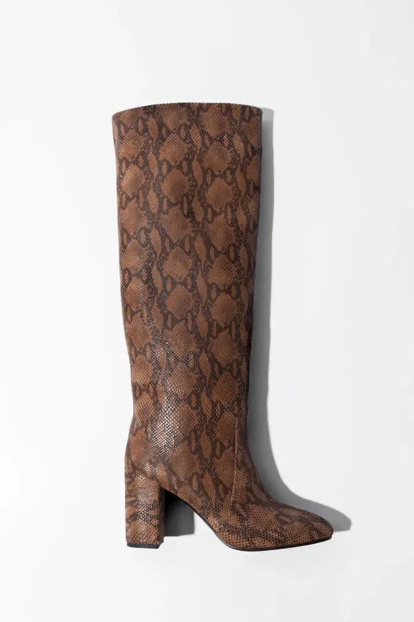 Laars Dames Hoog Leer Roman Slangenprint