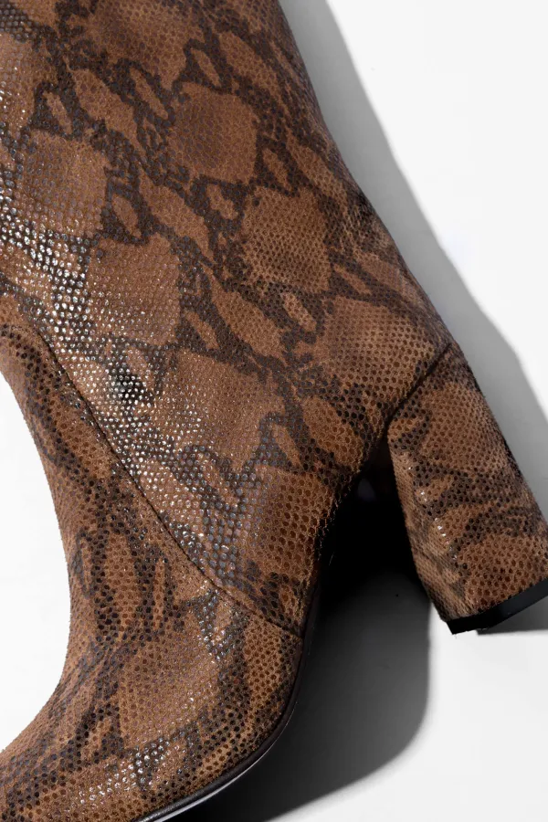 Laars Dames Hoog Leer Roman Slangenprint