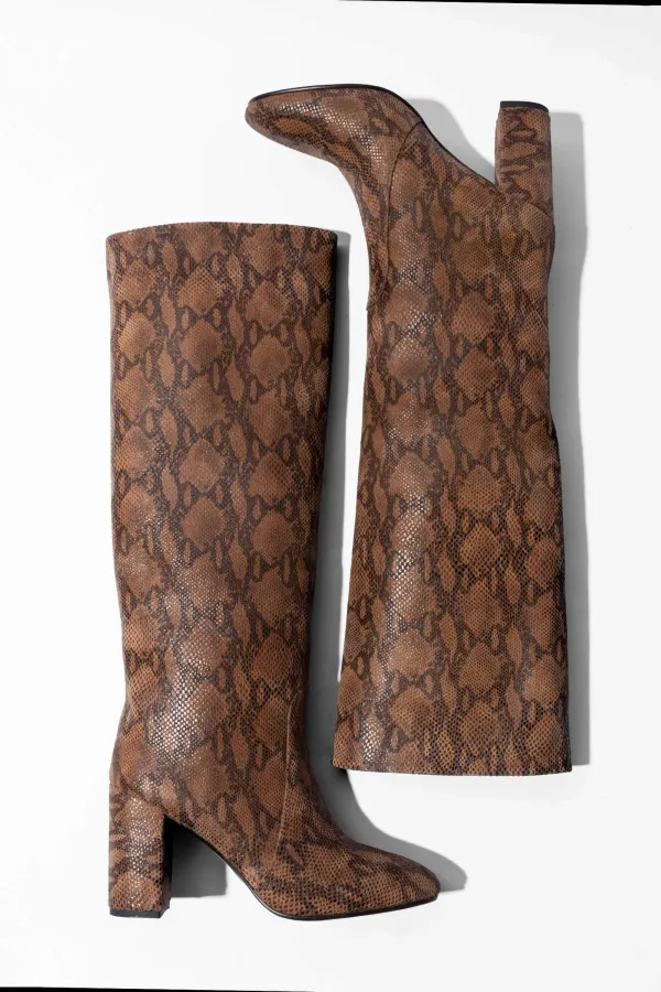 Laars Dames Hoog Leer Roman Slangenprint