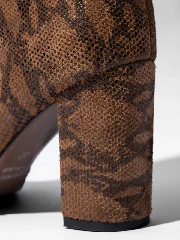 Laars Dames Hoog Leer Roman Slangenprint
