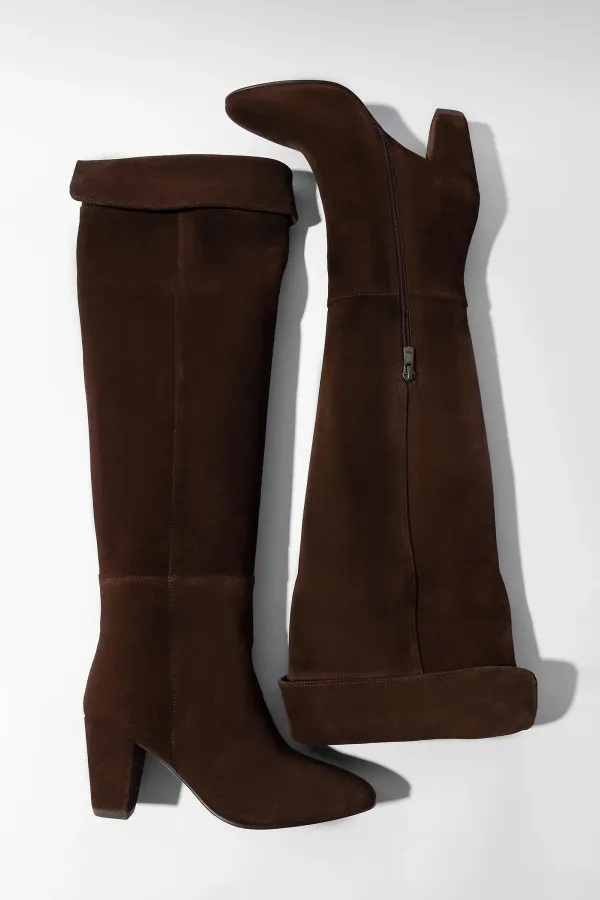 Suede Overknee Laarzen Cody Donker Bruin