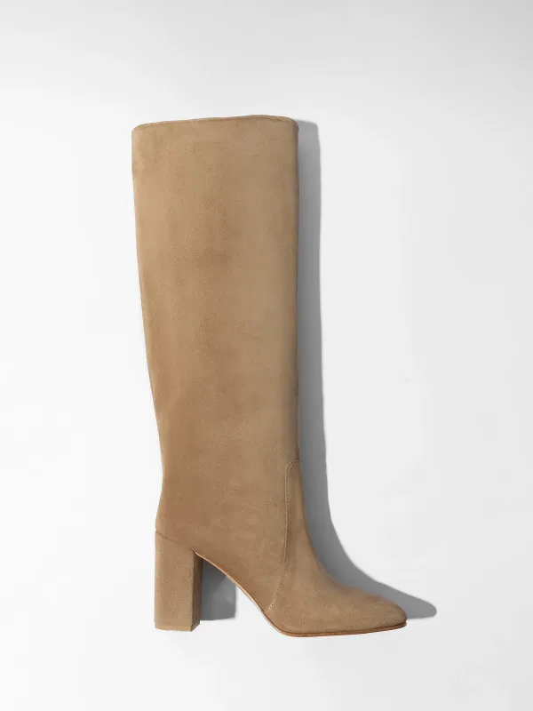 Laars Dames Hoog Leer Roman Suede Beige