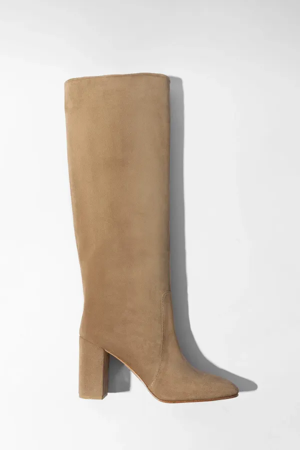 Laars Dames Hoog Leer Roman Suede Beige