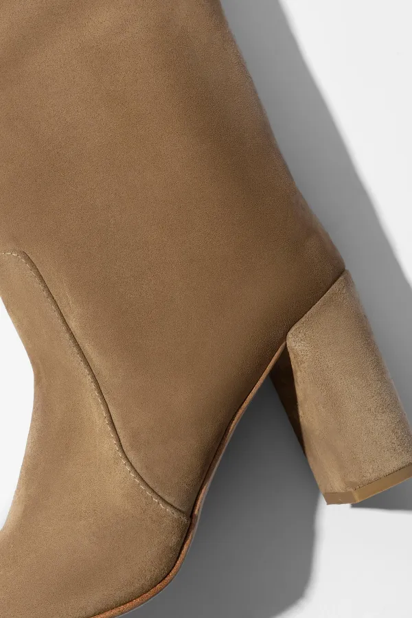 Laars Dames Hoog Leer Roman Suede Beige