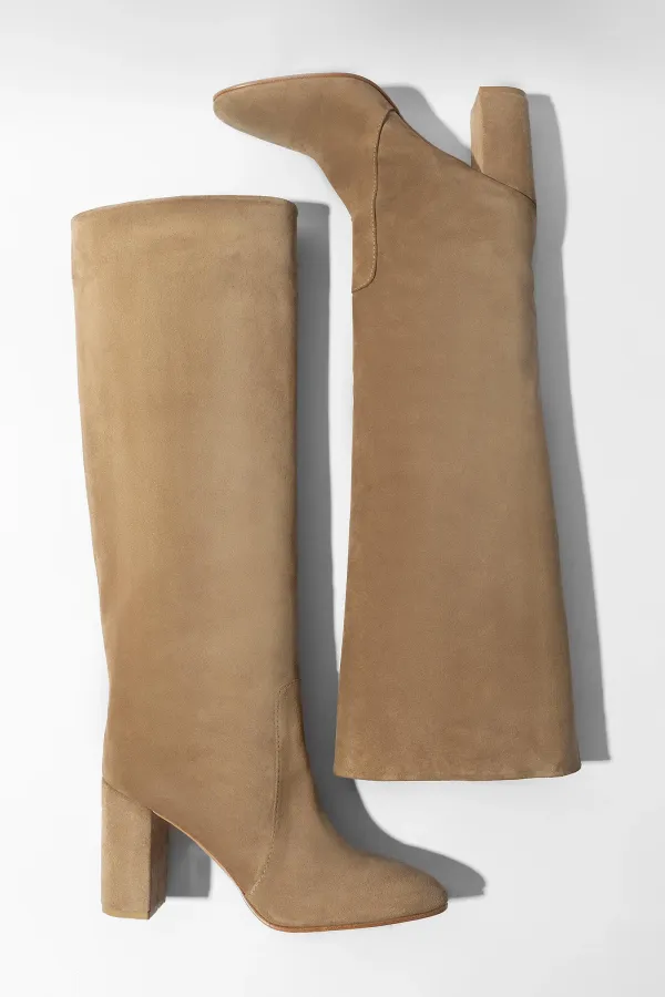 Laars Dames Hoog Leer Roman Suede Beige
