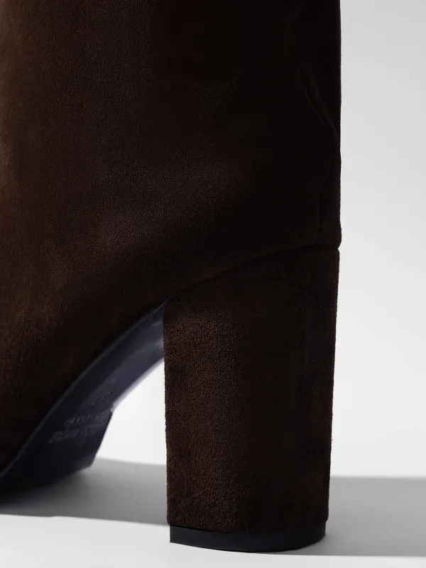 Laars Dames Hoog Leer Roman Suede Donker Bruin