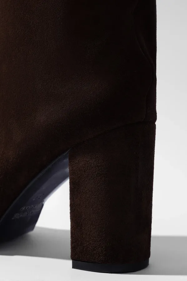 Laars Dames Hoog Leer Roman Suede Donker Bruin