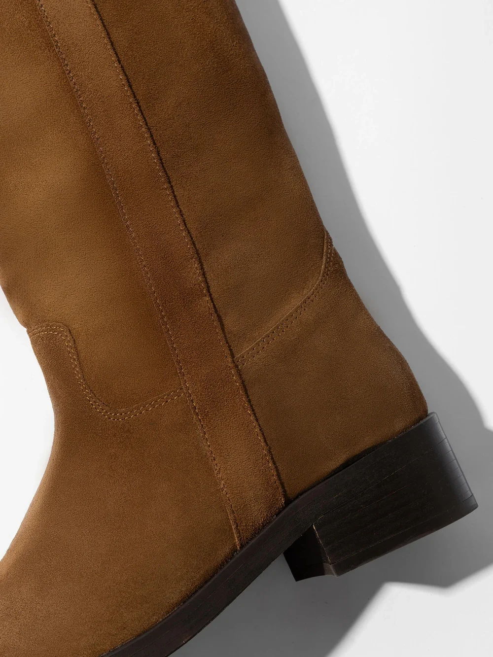 Leren Hogen Laars Plat Sem Suede Cognac