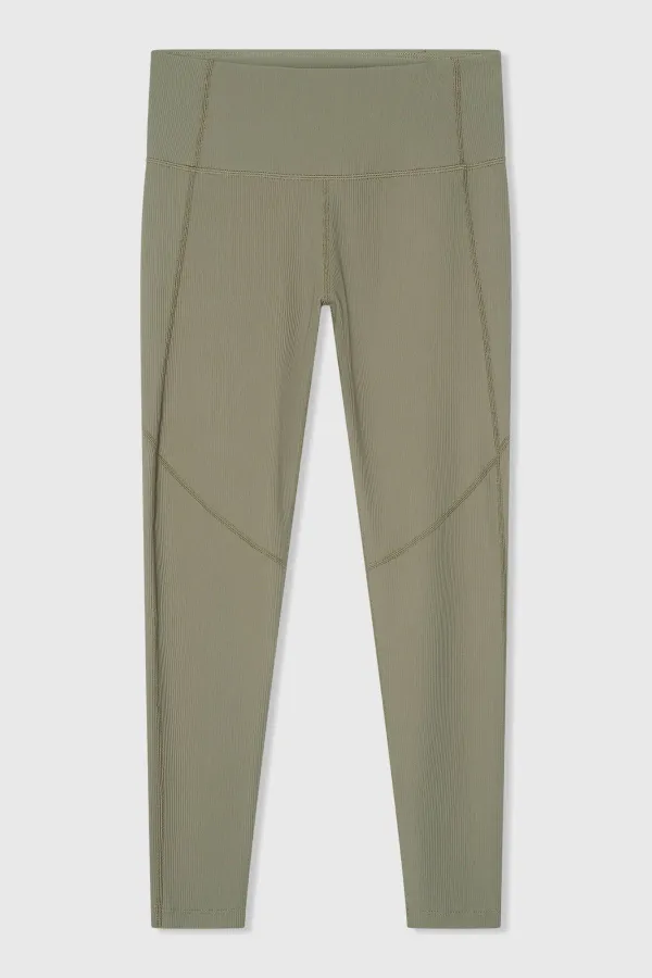 Legging Dames Sport Active Wear Ye Groen Rib