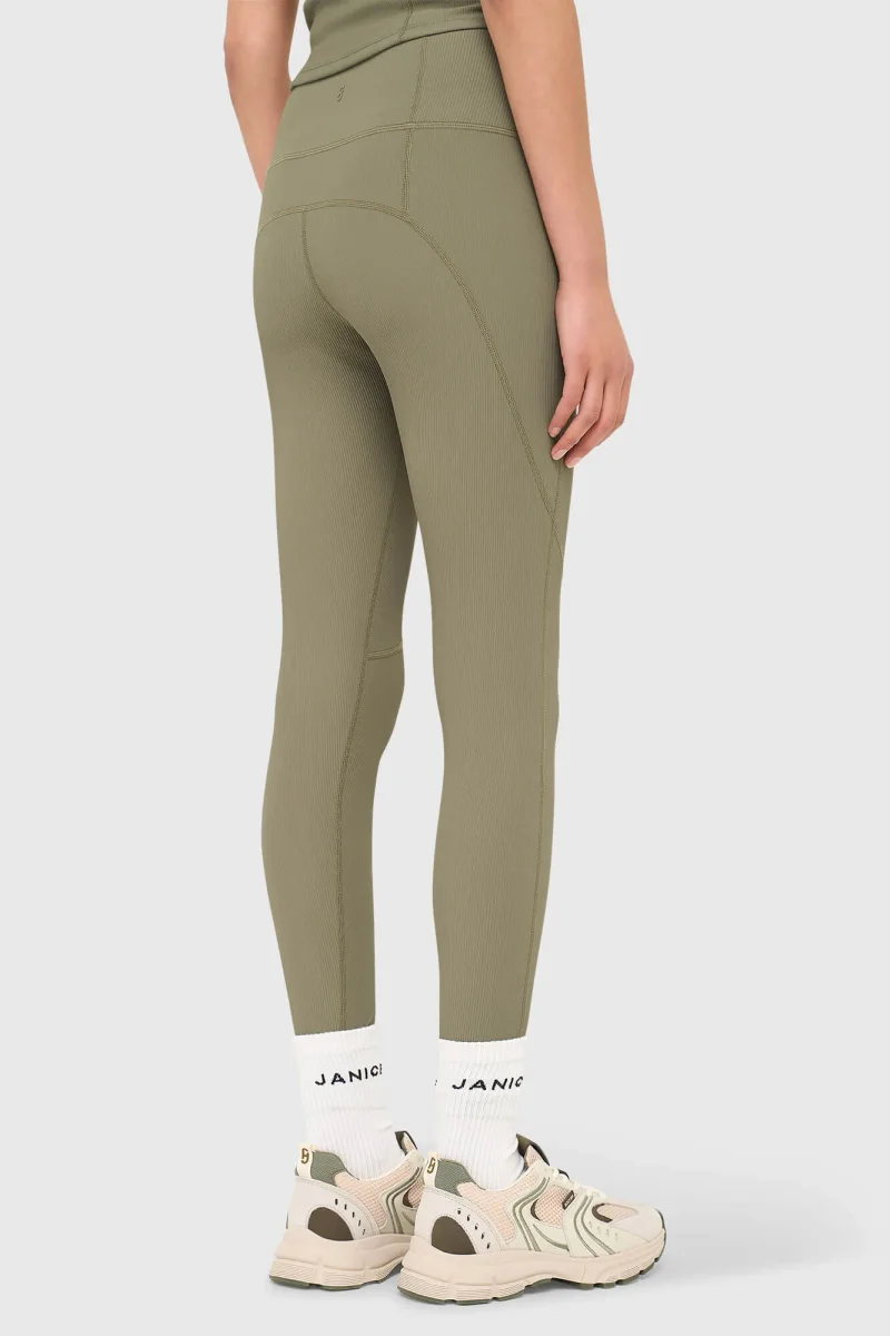Legging Dames Sport Active Wear Ye Groen Rib