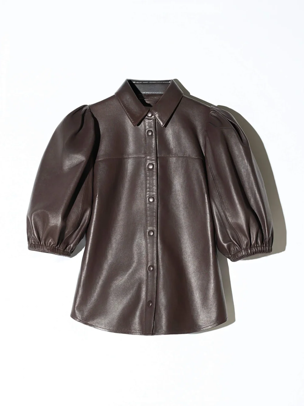 Leren Blouse Dames Denim Pofmouw Lars Bruin