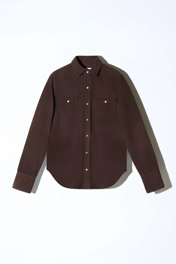 Leren Blouse Dames Levi Suede Bruin
