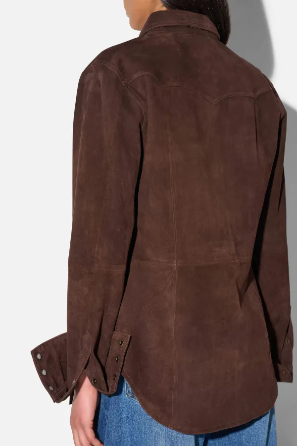 Leren Blouse Dames Levi Suede Bruin
