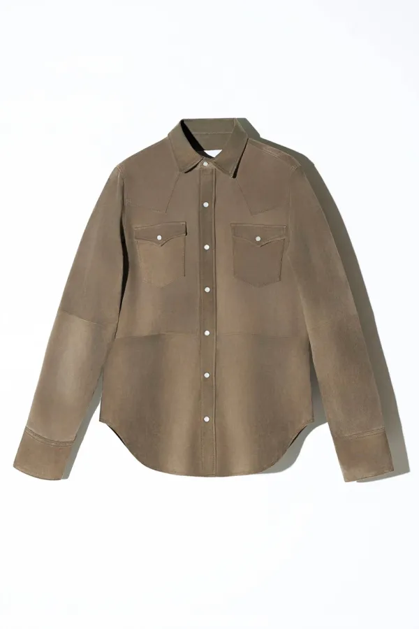 Leren Blouse Dames Levi Suede Groen