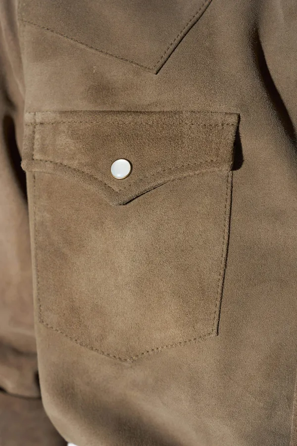 Leren Blouse Dames Levi Suede Groen