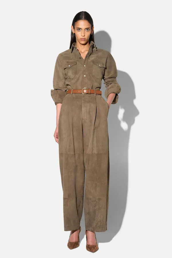 Leren Blouse Dames Levi Suede Groen