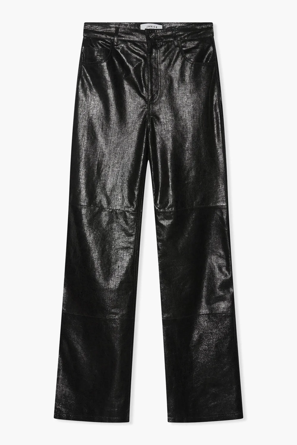 Leren Broek Dames Rechte Pijp Jason Metallic Zwart