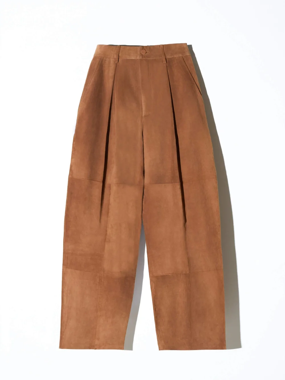Leren Dames Broek Steekzakken Barrel Balti Tabacco Suede