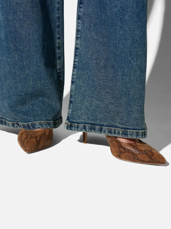 Leren Dames Pumps Dean Slangenprint Bruin