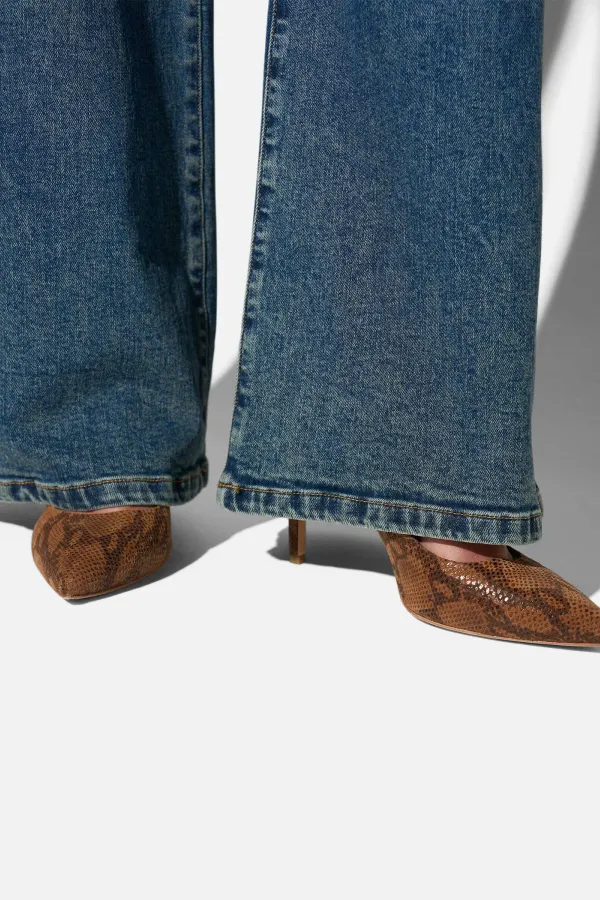 Leren Dames Pumps Dean Slangenprint Bruin