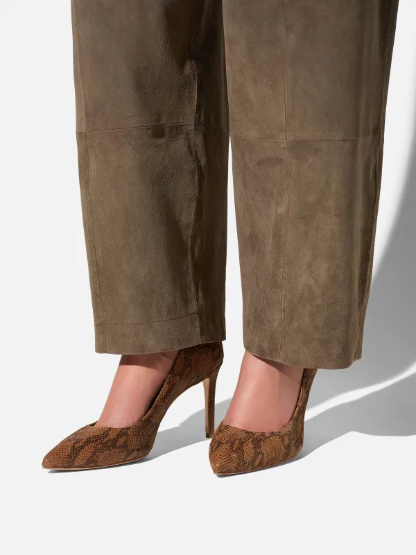 Leren Dames Pumps Dean Slangenprint Bruin