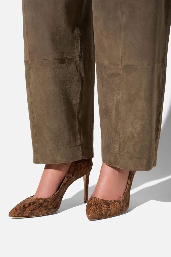 Leren Dames Pumps Dean Slangenprint Bruin
