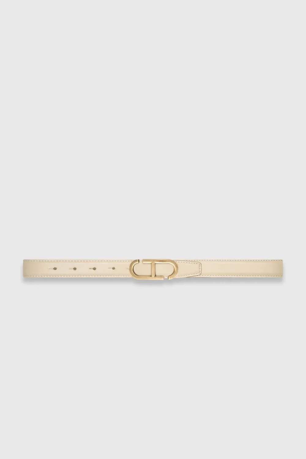 Leren Dames Riem Reversible Off White Creme Brass Trophy Buckle