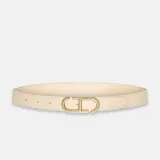 Leren Dames Riem Reversible Off White Creme Brass Trophy Buckle