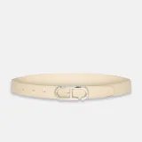 Leren Dames Riem Reversible Off White Creme Zilver Trophy Buckle