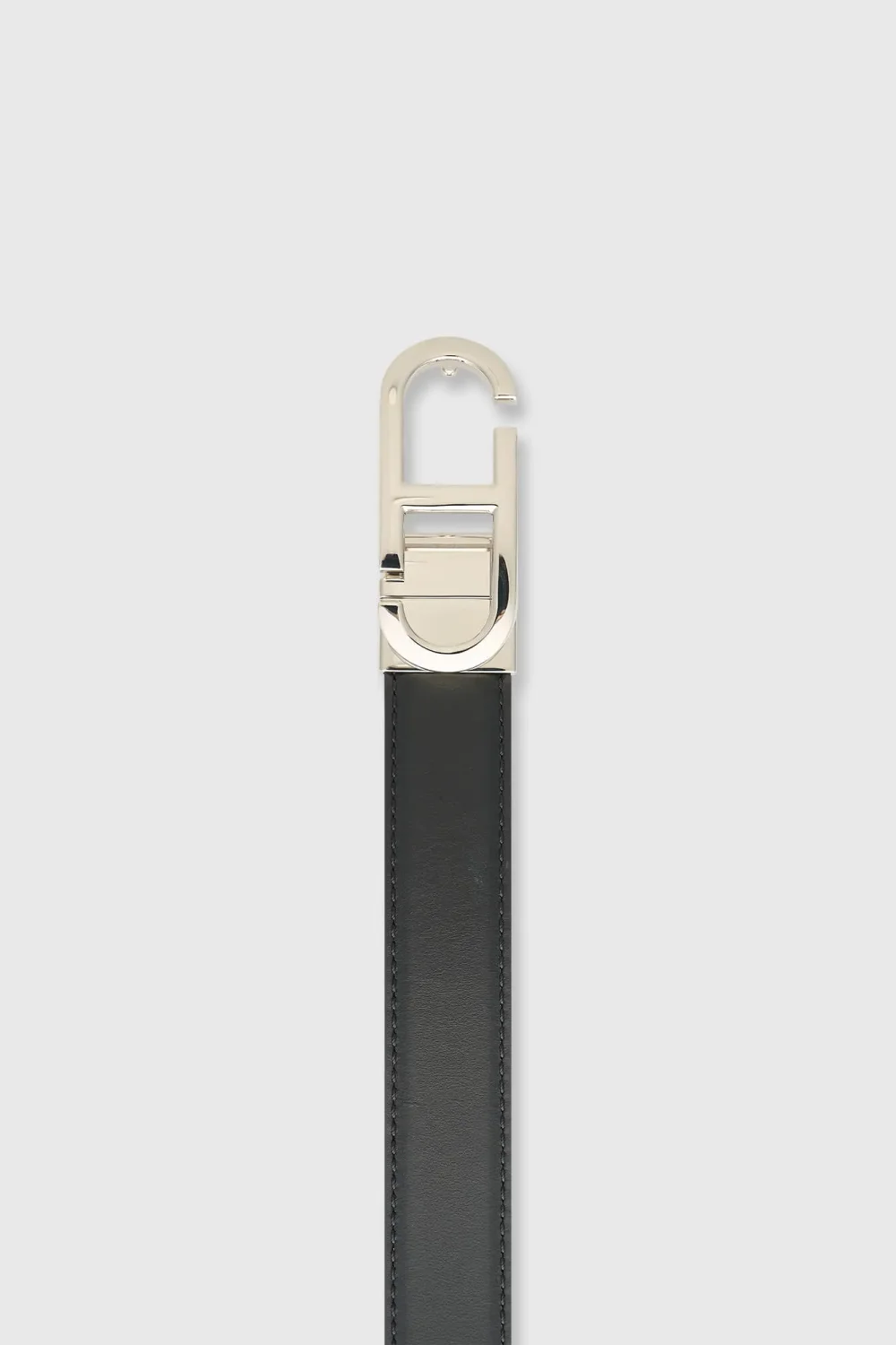 Leren Dames Riem Reversible Zwart Bruin Zilver Trophy Buckle