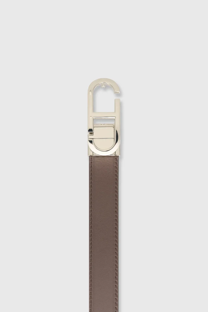 Leren Dames Riem Reversible Zwart Bruin Zilver Trophy Buckle