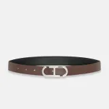 Leren Dames Riem Reversible Zwart Bruin Zilver Trophy Buckle