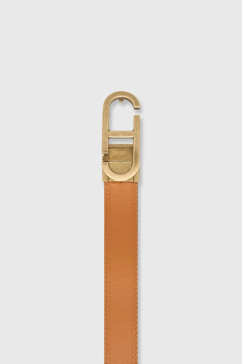 Leren Dames Riem Reversible Zwart Camel Brass Trophy Buckle
