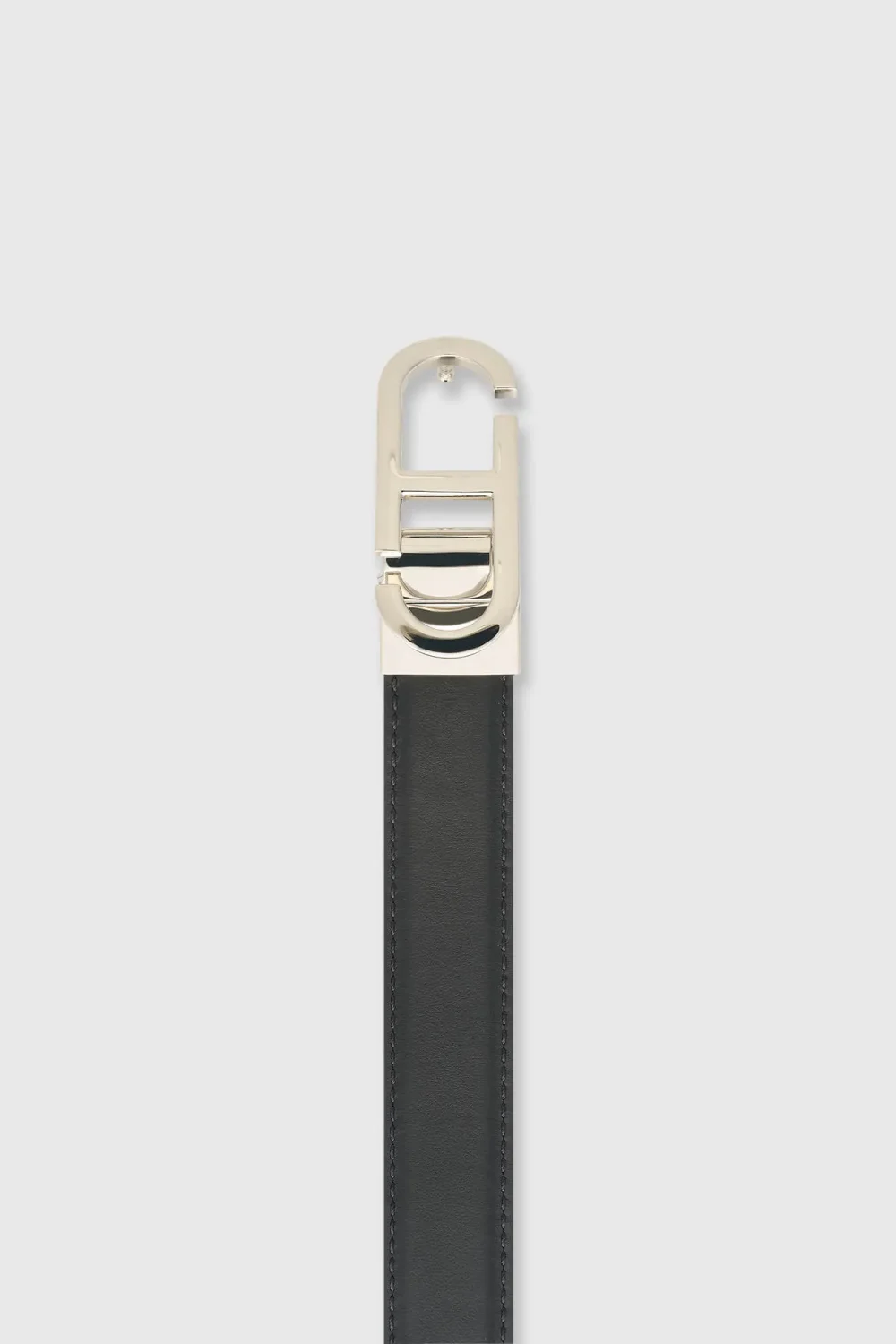 Leren Dames Riem Reversible Zwart Croco Zilver Trophy Buckle