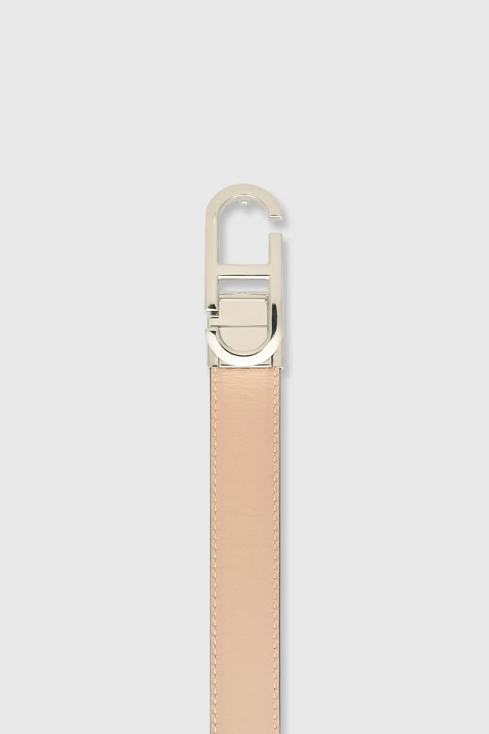 Leren Dames Riem Reversible Zwart Taupe Zilver Trophy Buckle