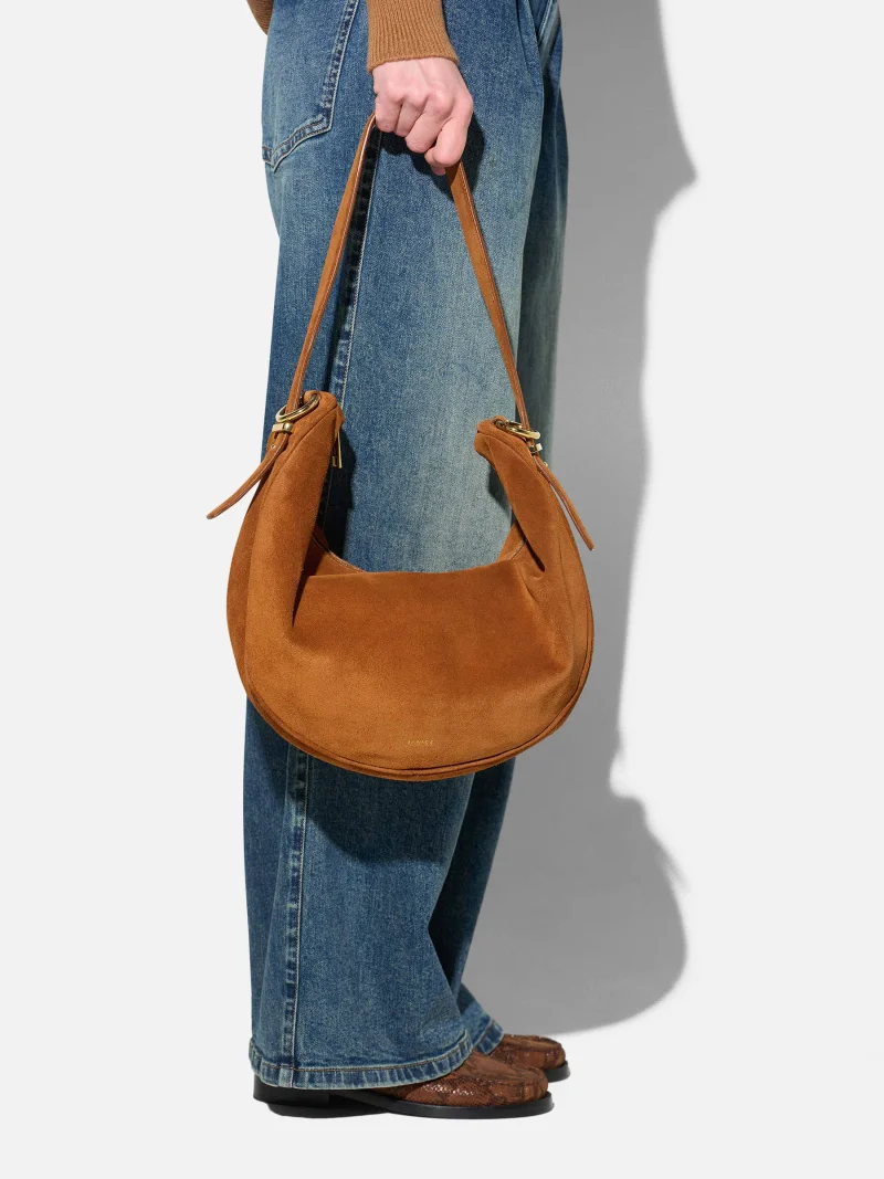 Leren Dames Schoudertas Suede Oregon Cognac