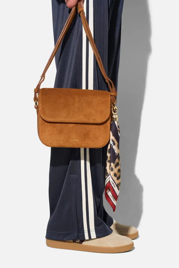 Leren Dames Tas Elias Cognac Suede