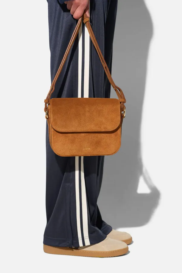 Leren Dames Tas Elias Cognac Suede
