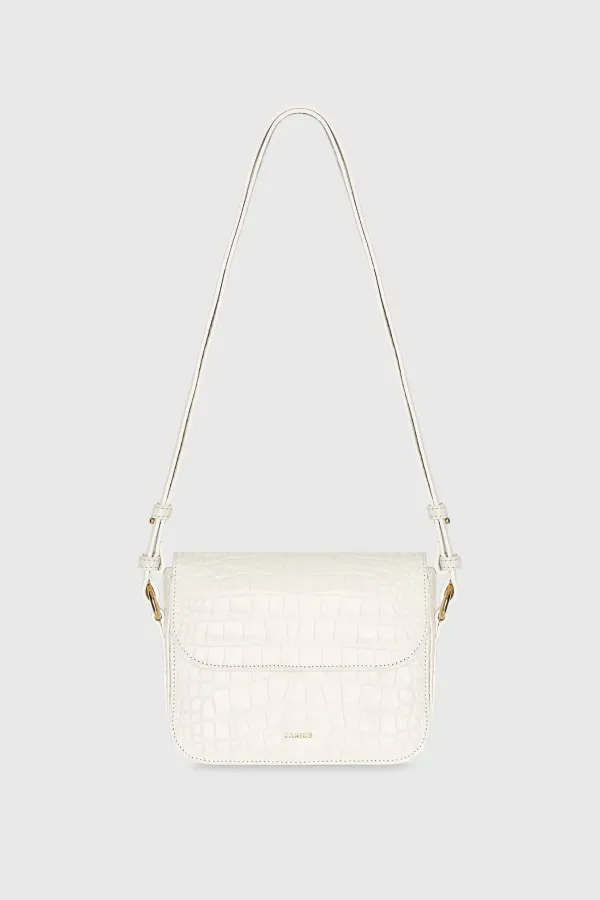 Leren Dames Tas Elias Croco Off White