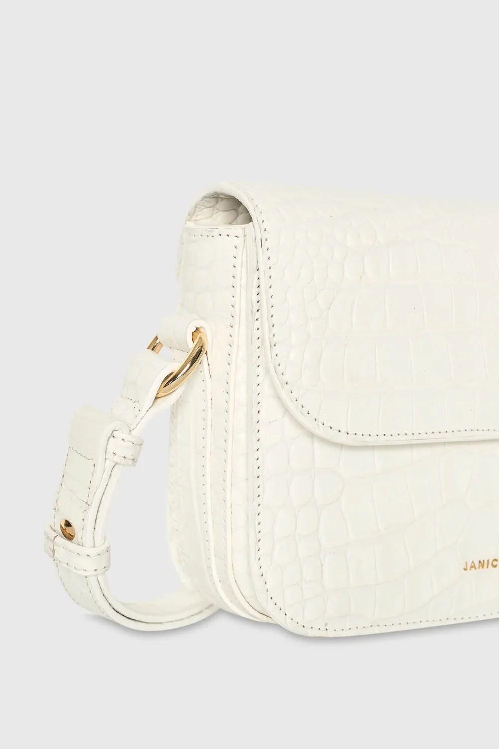 Leren Dames Tas Elias Croco Off White