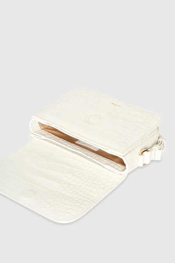 Leren Dames Tas Elias Croco Off White