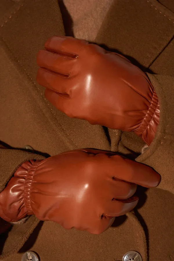 Leren Handschoenen Dames Hawk Cognac