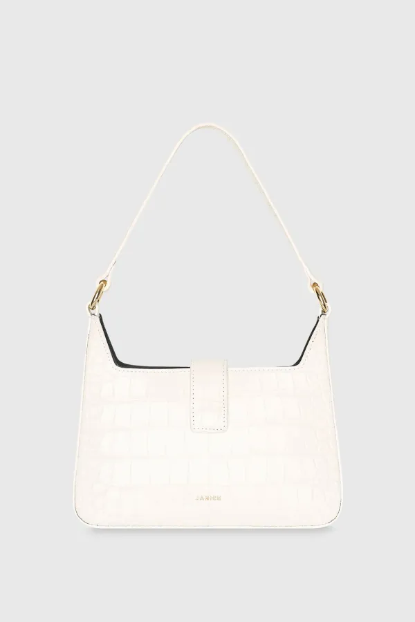 Leren Handtas Off White Croco Conan