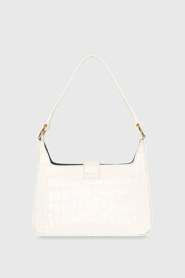 Leren Handtas Off White Croco Conan