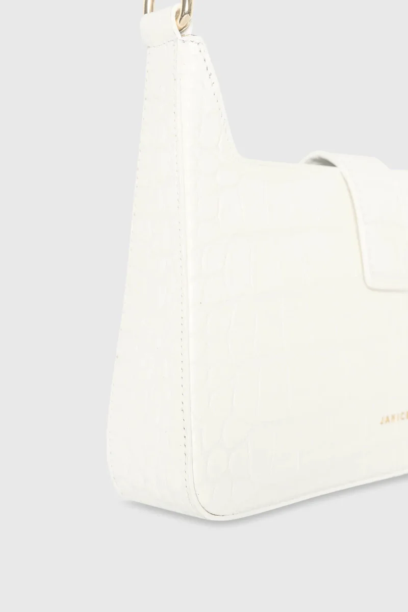 Leren Handtas Off White Croco Conan